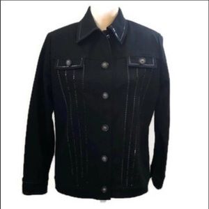 St John Sport Black denim jacket with paillettes